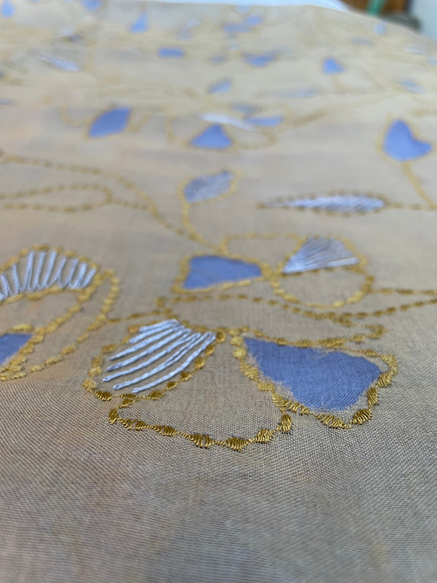 Double Layered Embroidered Silk Organza