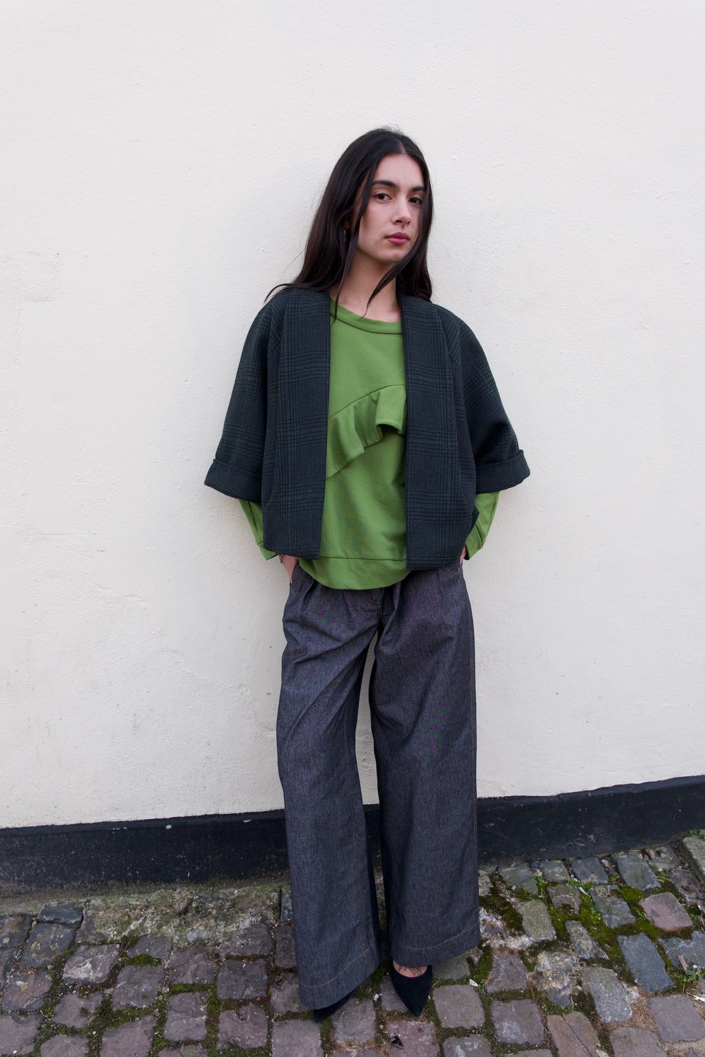 Green and Navy Checked Estelle