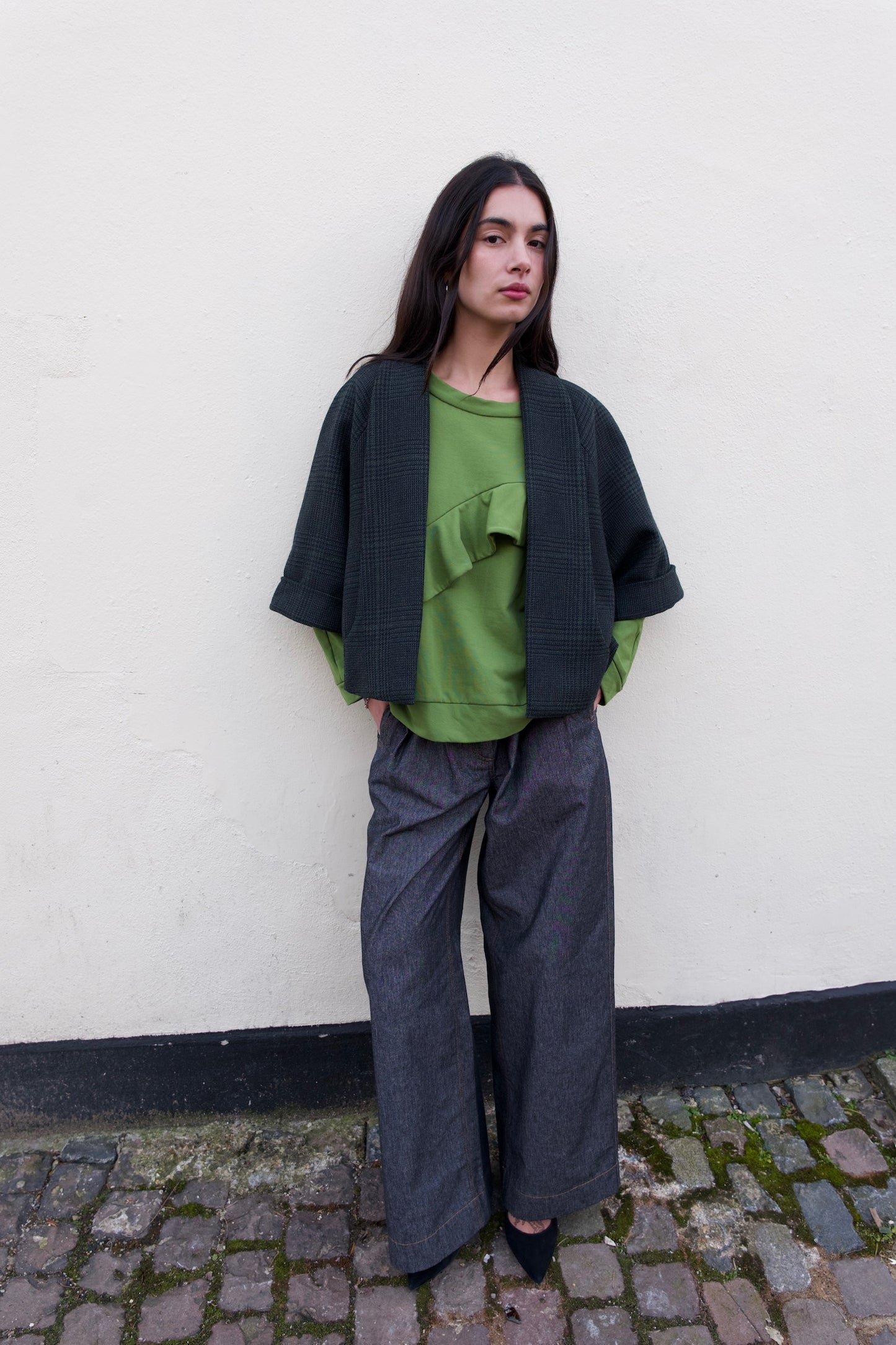 Green and Navy Checked Estelle