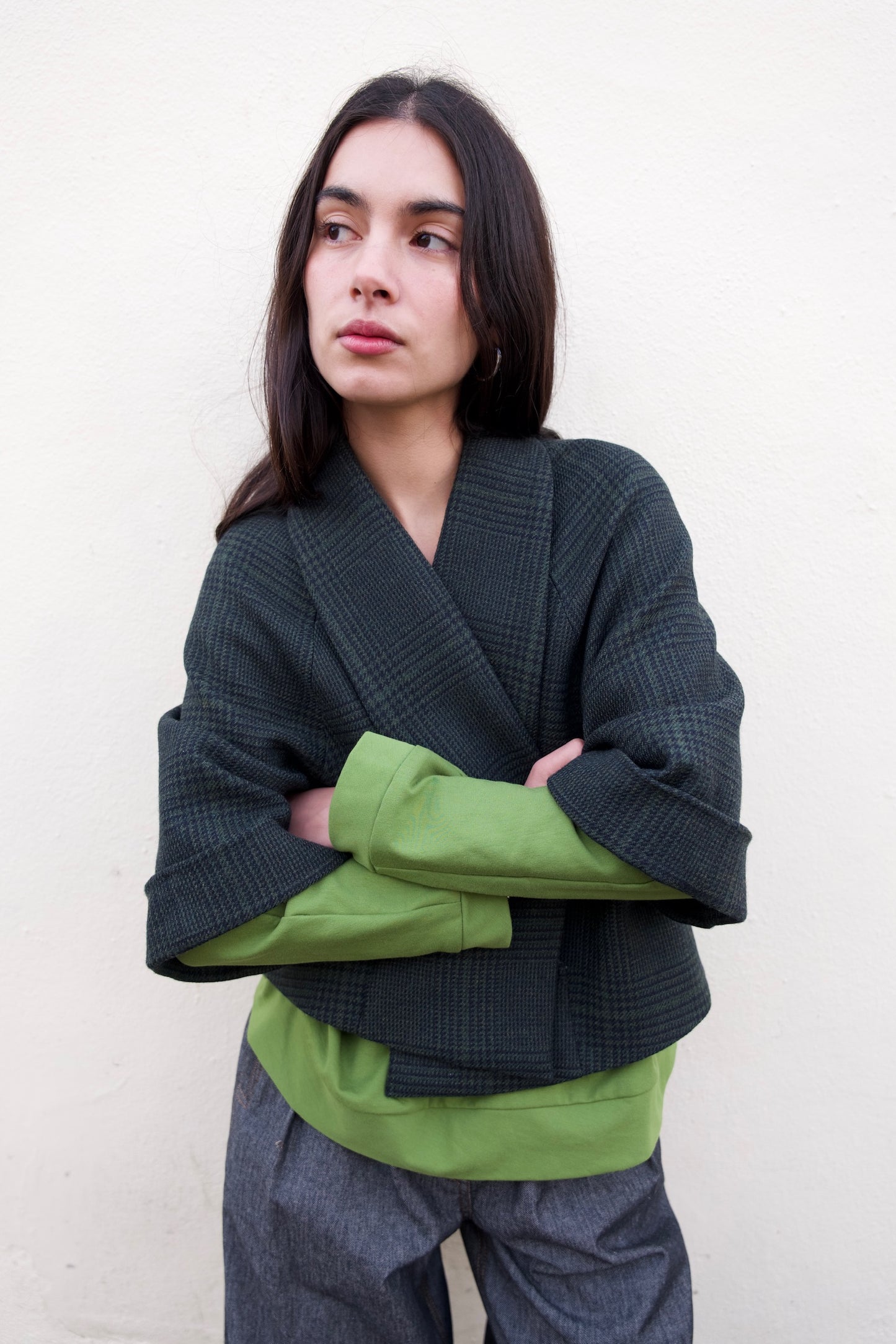 Green and Navy Checked Estelle