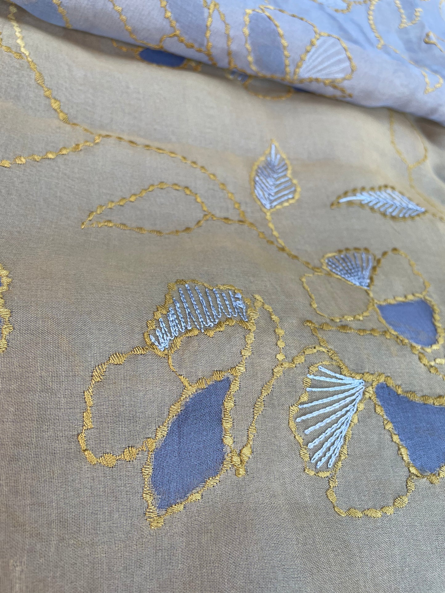 Double Layered Embroidered Silk Organza