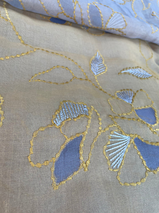 Double Layered Embroidered Silk Organza