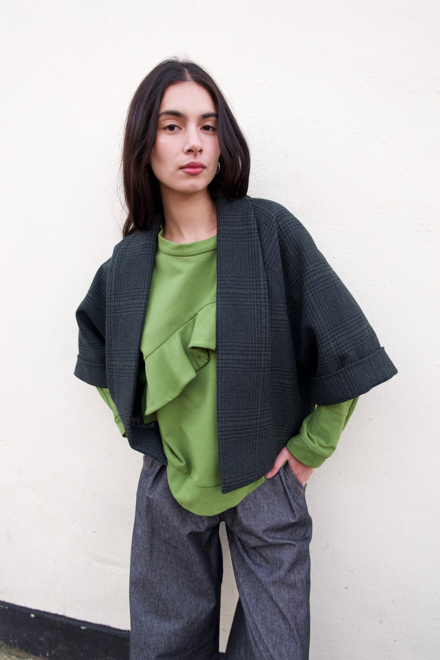 Green and Navy Checked Estelle