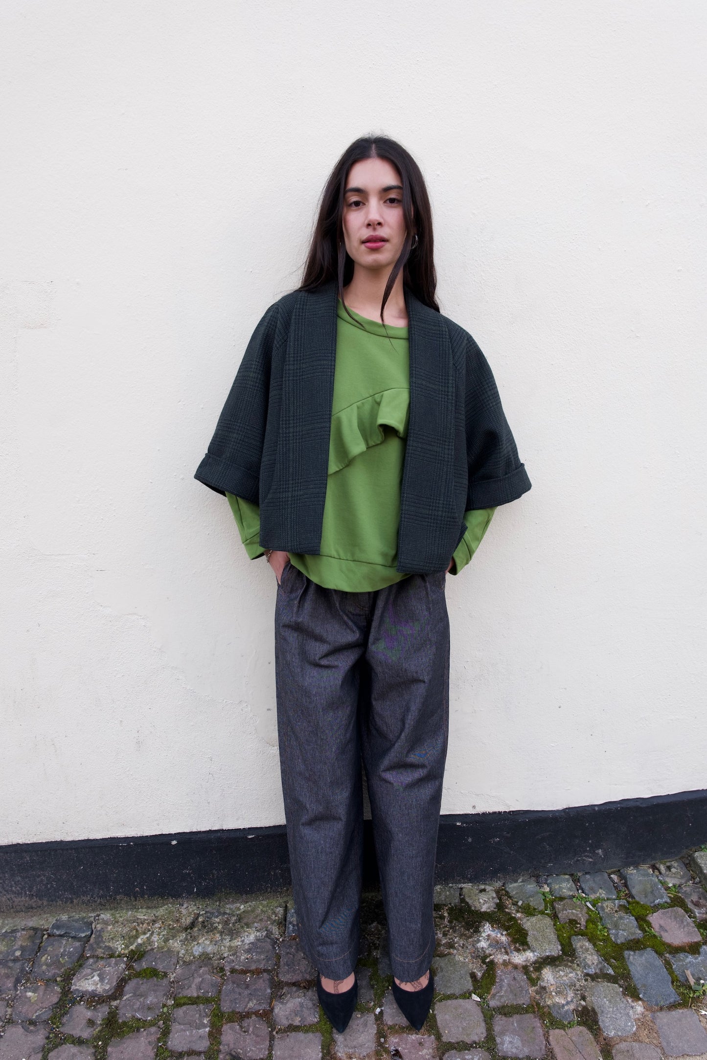 Green and Navy Checked Estelle