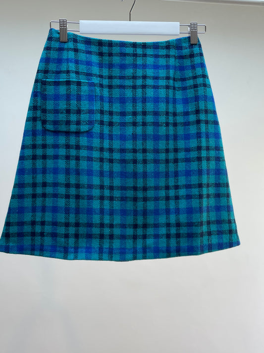 Turquoise Checked Mabel Skirt