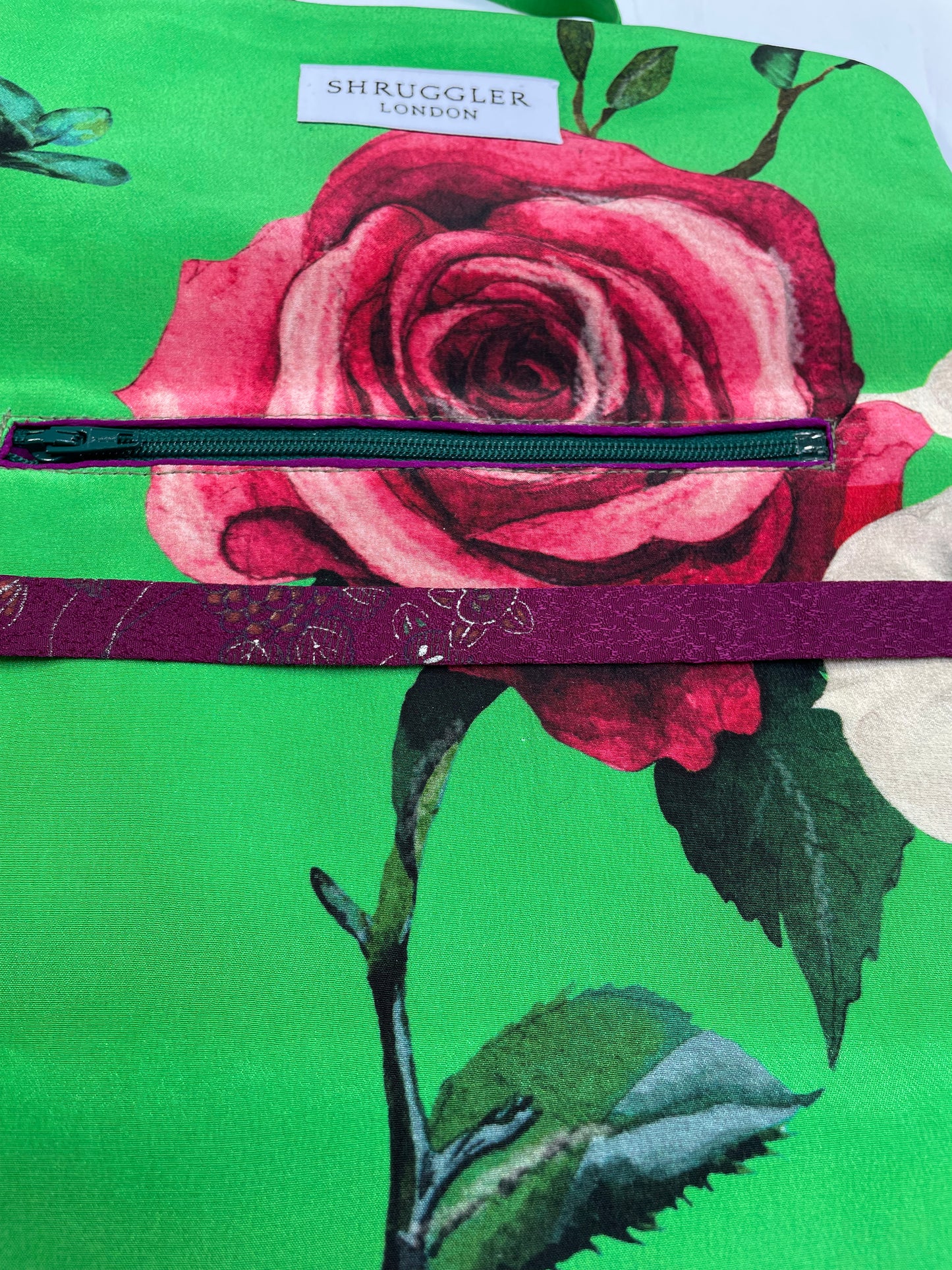 Purple Rose Silk Jewellery Roll