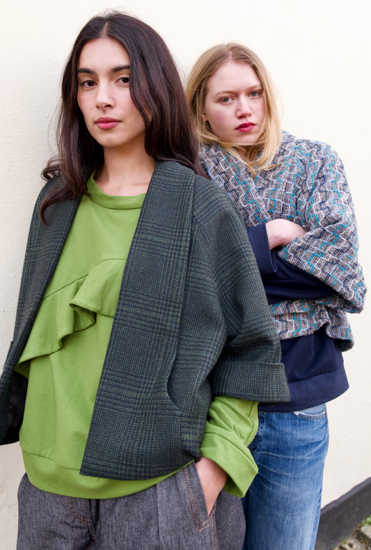 Green and Navy Checked Estelle