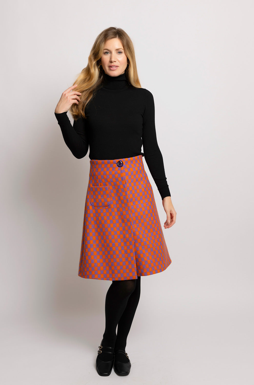 Mila Skirt - Purple Orange Checked