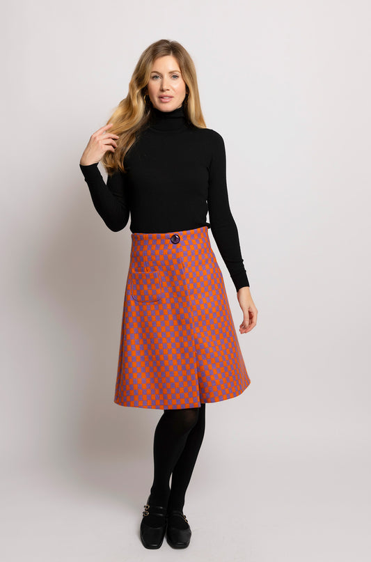 Mila Skirt - Purple Orange Checked