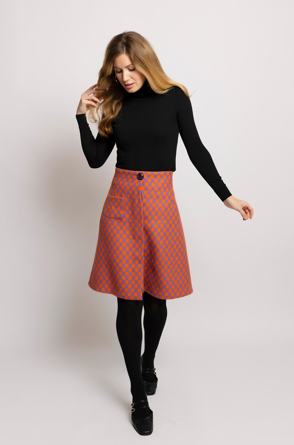 Mila Skirt - Purple Orange Checked