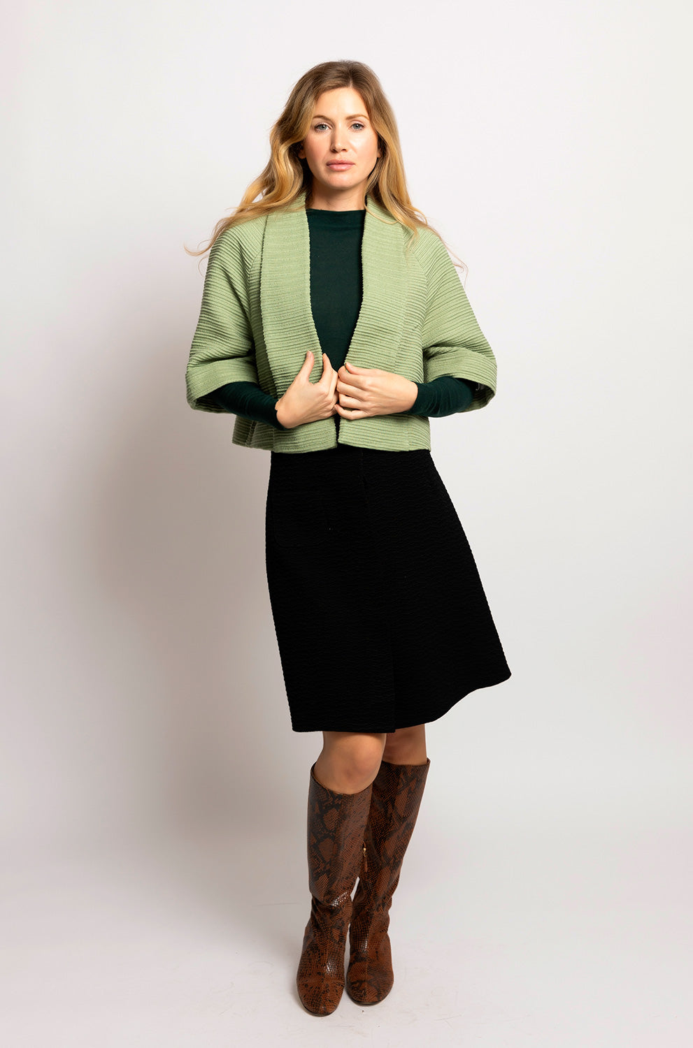 Estelle Cape Jacket - Pistachio Vintage Worsted Wool
