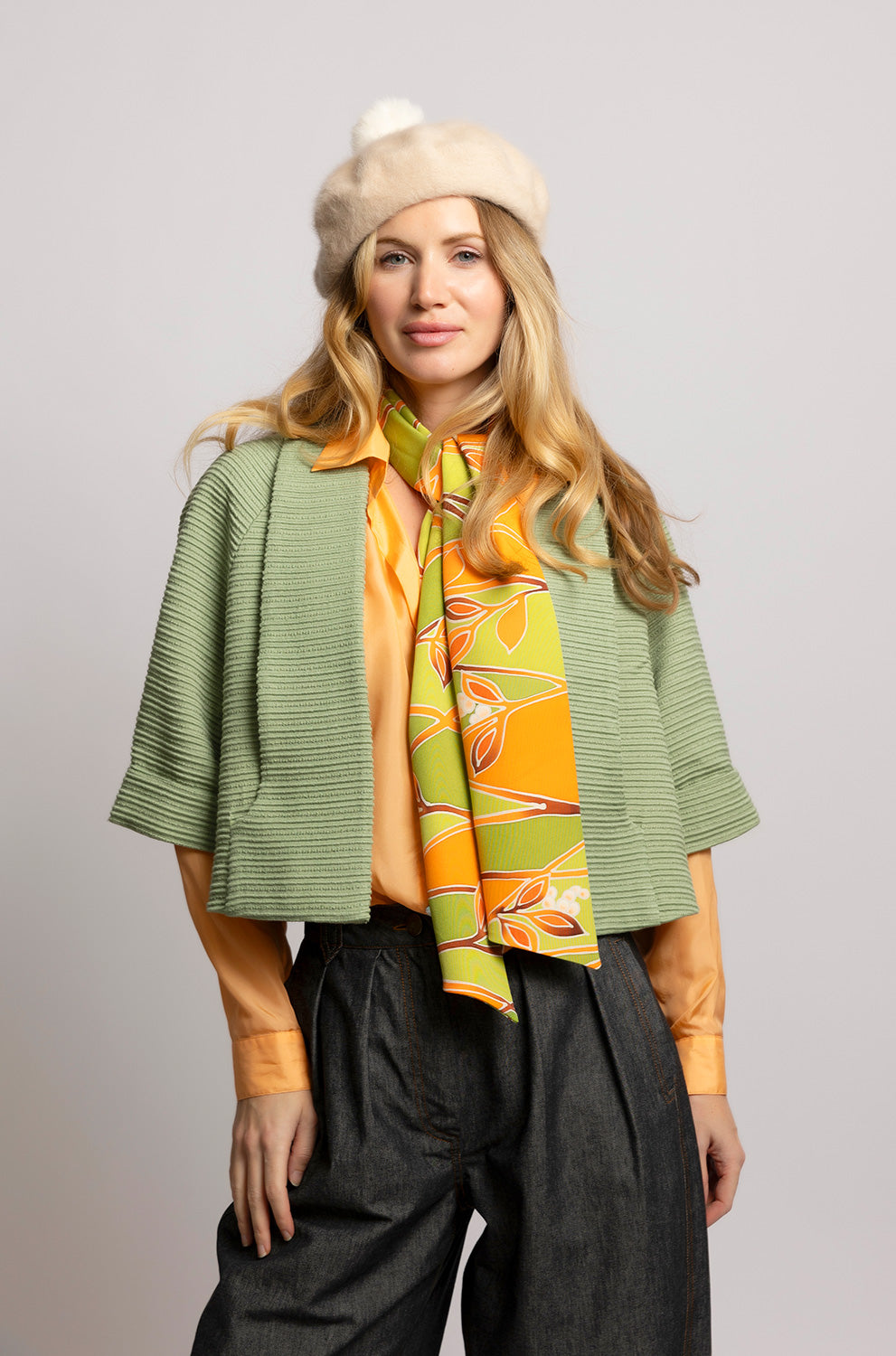 Estelle Cape Jacket - Pistachio Vintage Worsted Wool