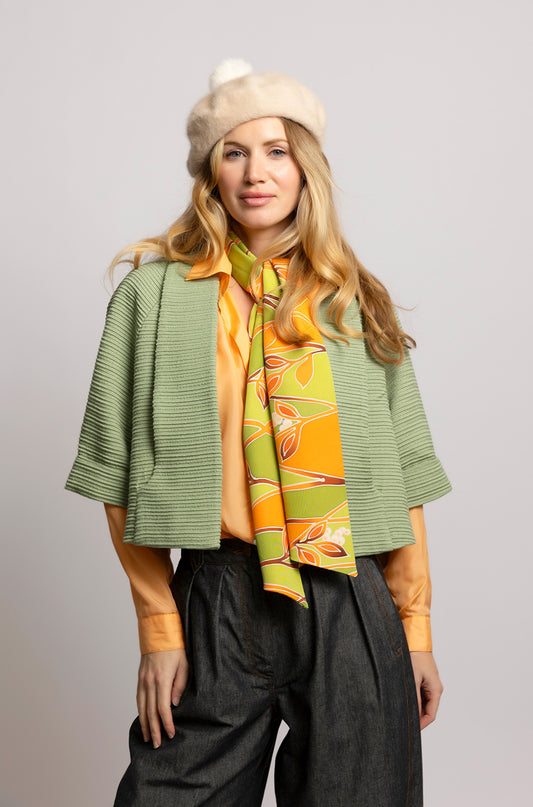 Estelle Cape Jacket - Pistachio Vintage Worsted Wool