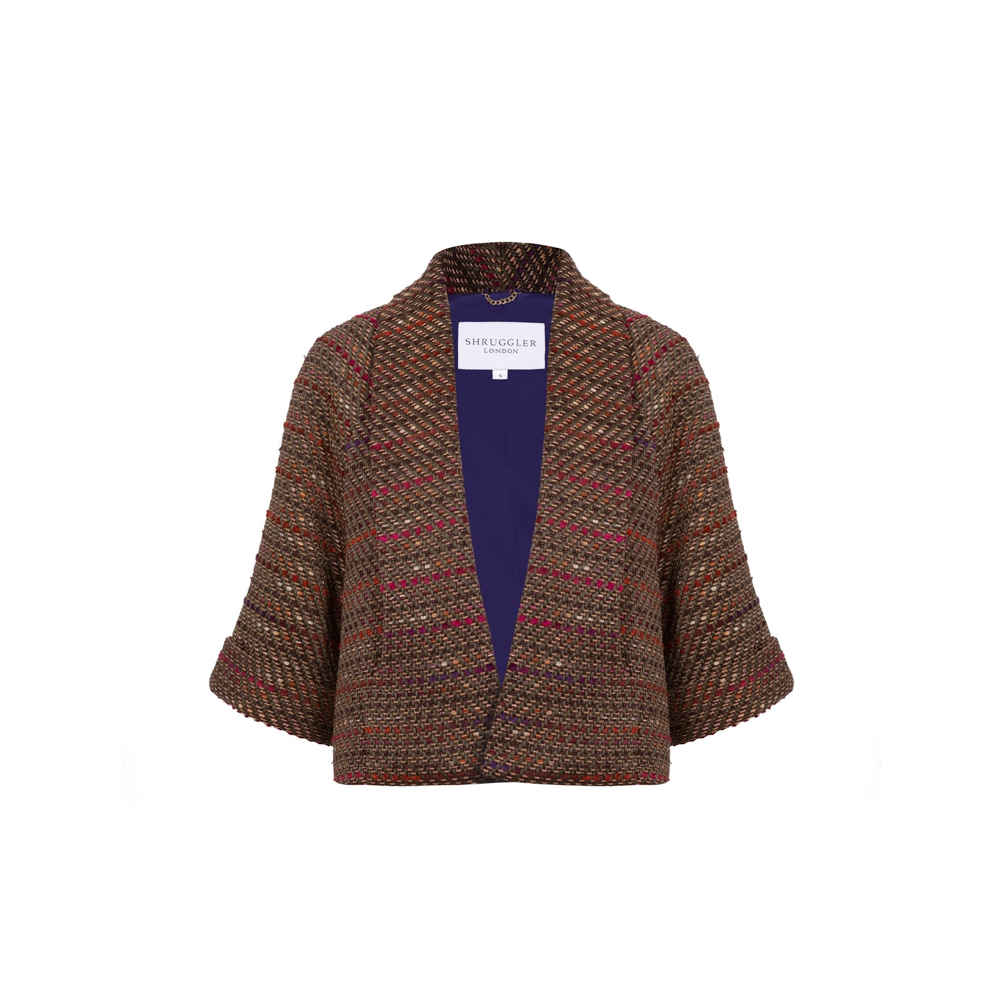 Estelle Cape Jacket - Bronze Purple Pink Tweed - Shruggler