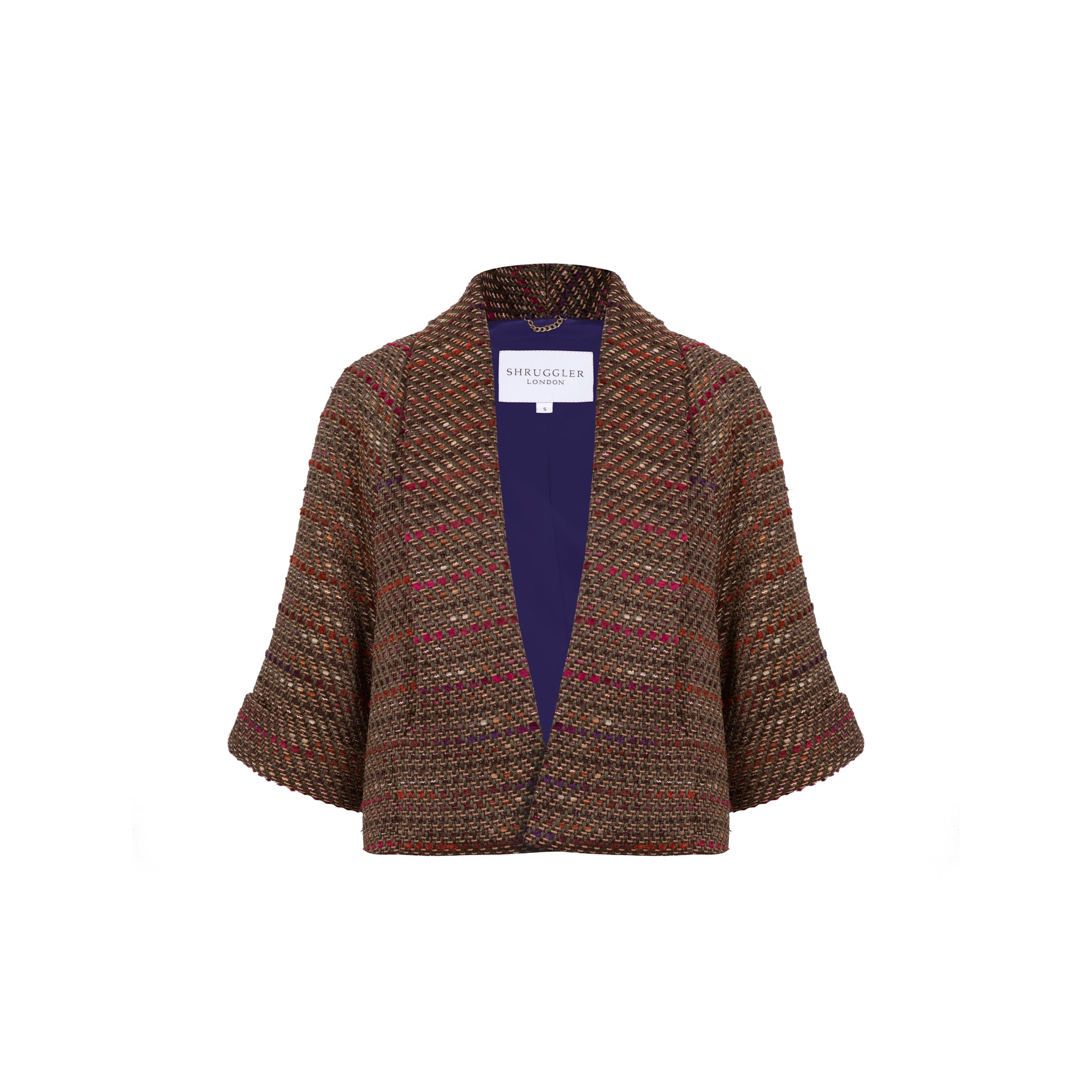 Estelle Cape Jacket - Bronze Purple Pink Tweed - Shruggler