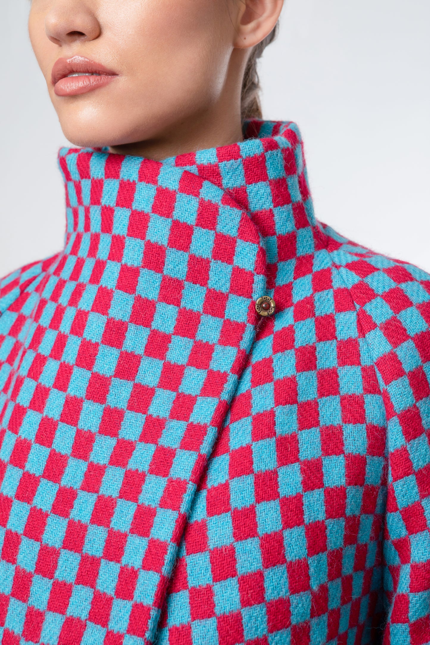 Raspberry Turquoise Check - Shruggler