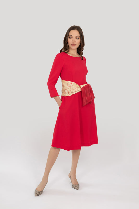 Audrey Dress - Cerise Red - Last One With Plain Belt