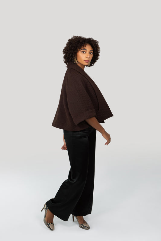 Short cape coat brown wool