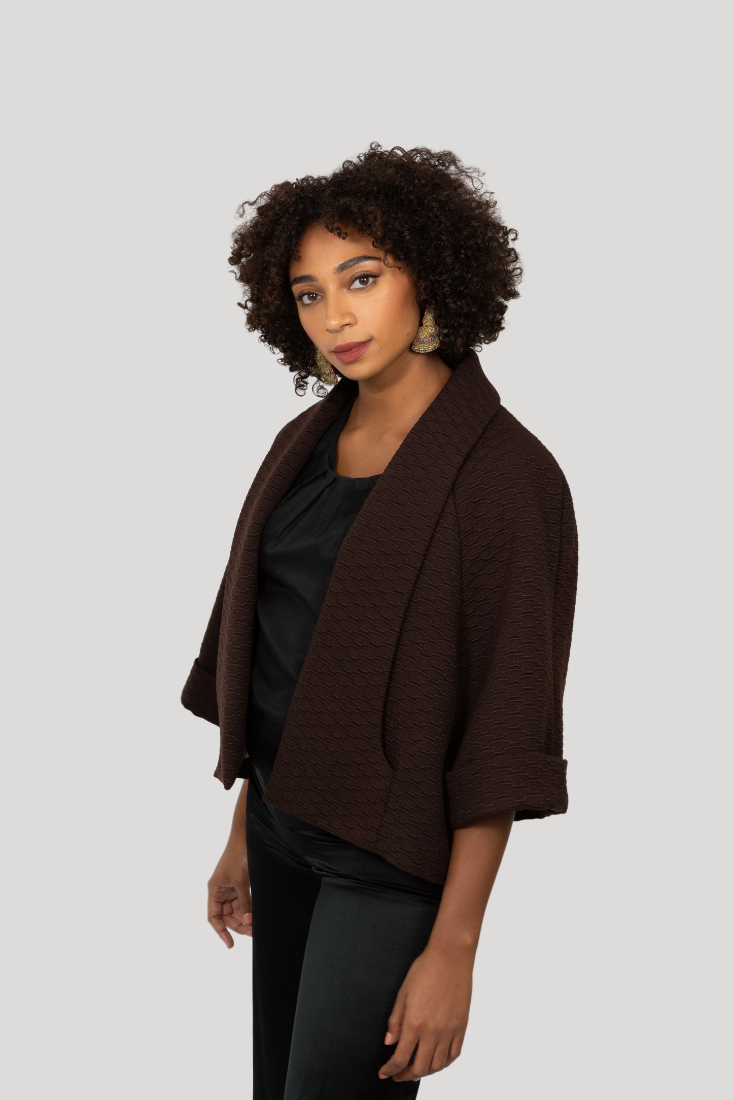 Cropped cape style jacket