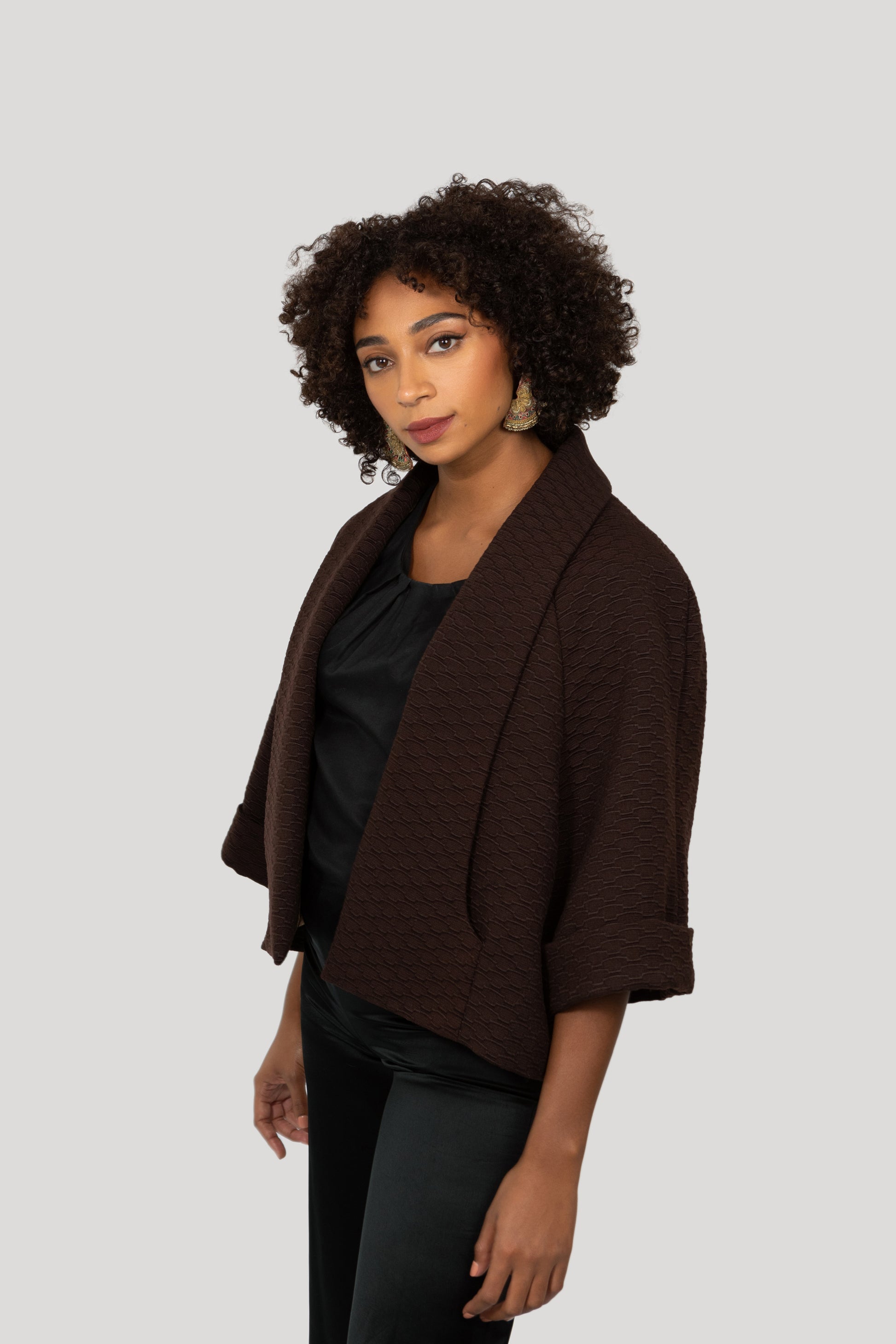 Cropped cape style jacket