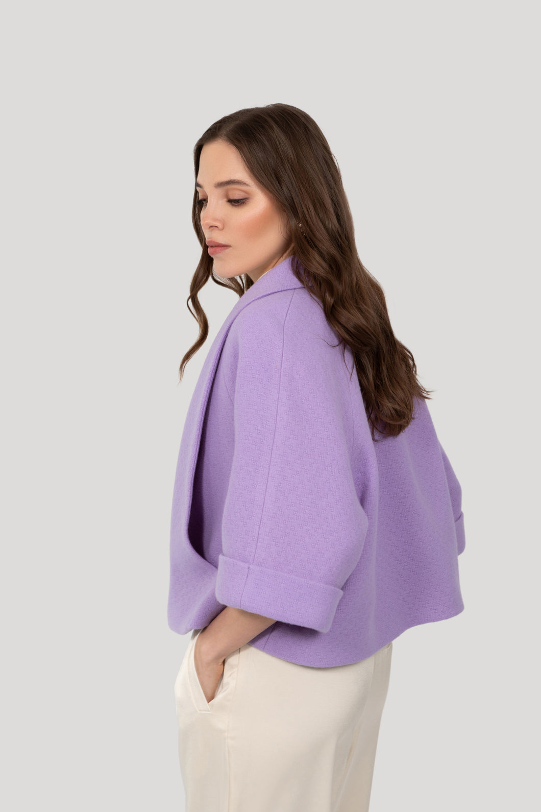 Estelle Cape Jacket - Lilac Vintage Wool - Made to Order