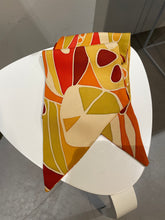 Load image into Gallery viewer, Japanese Kimono Silk Scarf - Abstract Retro Red Yellow Orange
