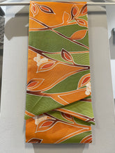 Load image into Gallery viewer, Japanese Kimono Silk Scarf - Abstract Leaf Orange Green
