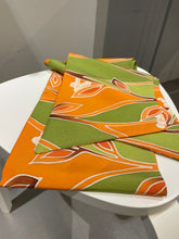 Load image into Gallery viewer, Japanese Kimono Silk Scarf - Abstract Leaf Orange Green
