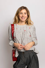 Load image into Gallery viewer, Anya Stripe Embroidered Cotton Shirt Blouse
