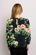 Load image into Gallery viewer, Black Silk Floral Shirt Blouse
