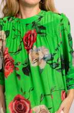 Load image into Gallery viewer, Green Silk Floral Shirt Blouse
