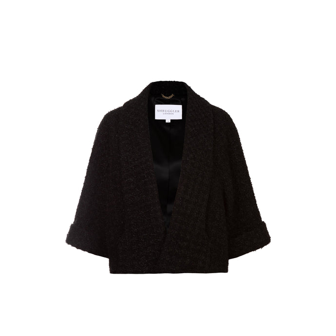 Estelle Cape Jacket - Black Vintage Worsted Wool 