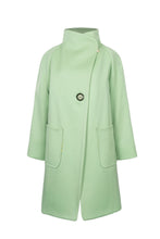 Load image into Gallery viewer, Pale Apple Green Wool Solena Coat - Shruggler
