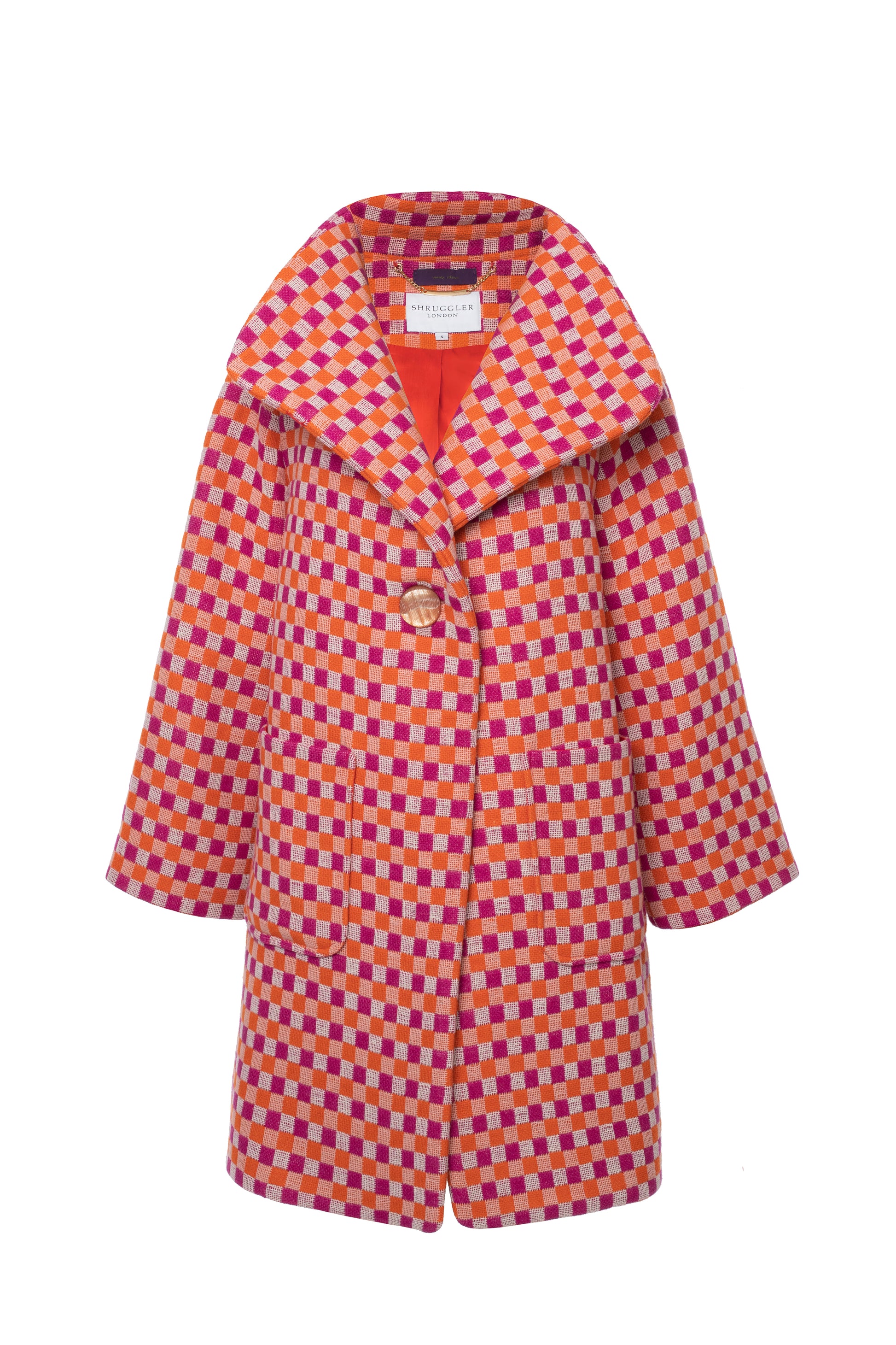 Raspberry Orange White Check - Shruggler