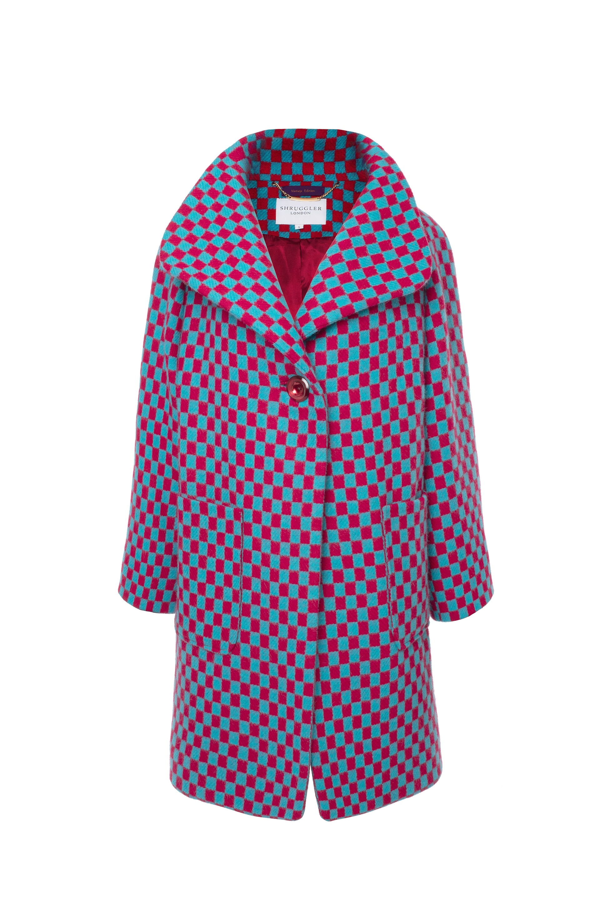 Raspberry Turquoise Check - Shruggler