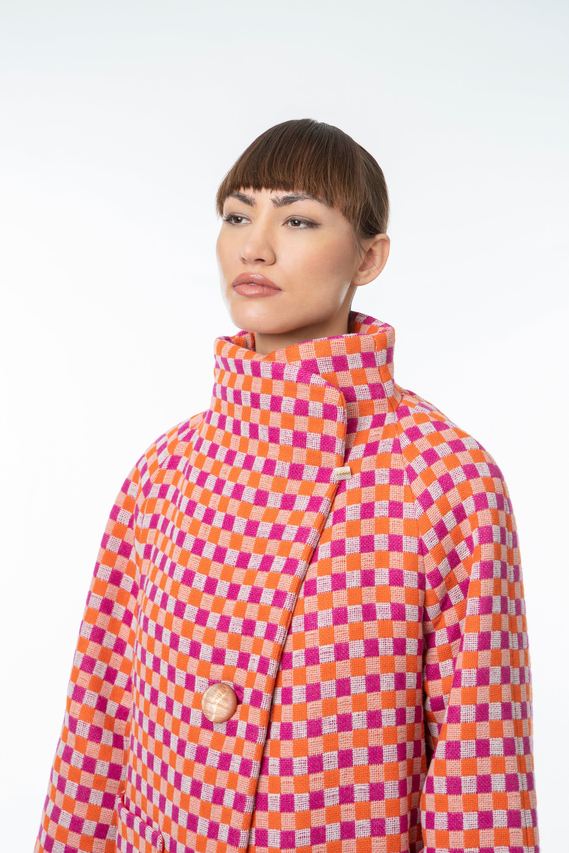 Raspberry Orange White Check - Shruggler