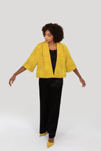 Load image into Gallery viewer, Estelle Cape Jacket - Yellow Toile de Jouy  Lined in Silk
