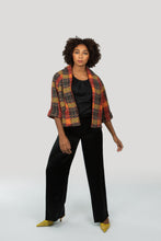 Load image into Gallery viewer, Estelle Cape Jacket - Red Yellow Black Fancy Check
